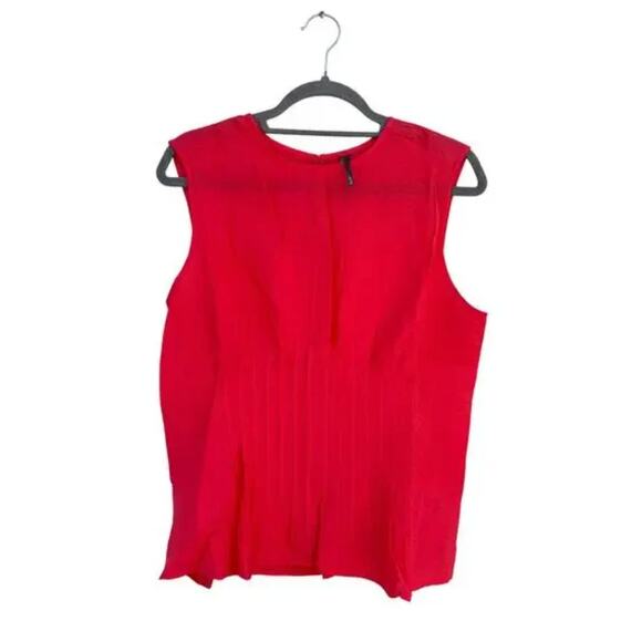 NWT Anthropologie The Della Pleated-Waist‎ Shell Top, Red, Sz L - Picture 1 of 6